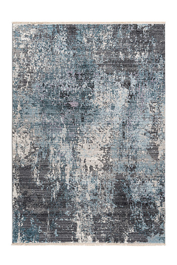 Moderner Teppich MEDELLIN 400 silber / blau