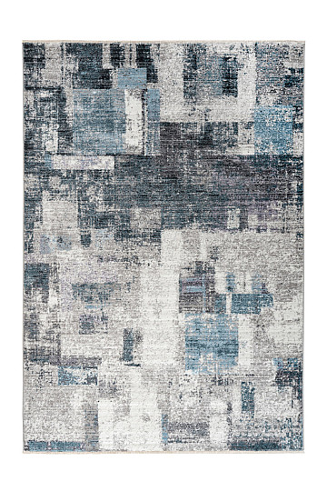 Moderner Teppich MEDELLIN 407 silber / blau