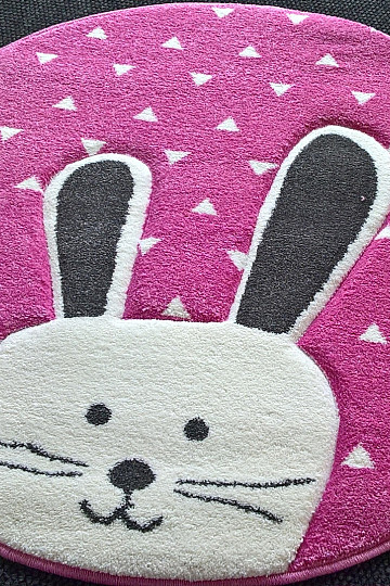 Runder Teppich für Kinder PASTEL Rosa Hase