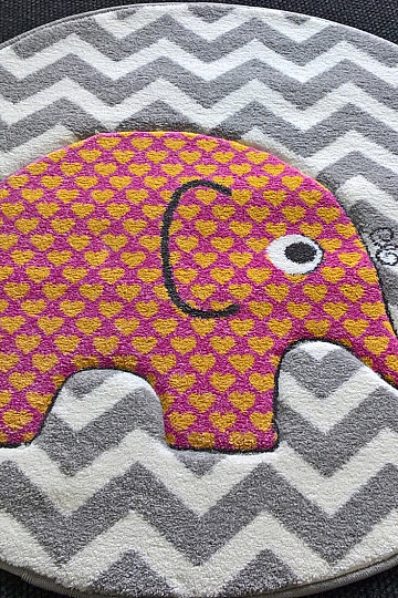 Runder Teppich für Kinder PASTEL Elefanten