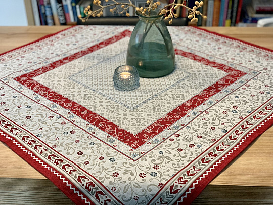 Gobelin-Tischdecke und Schal BLUMEN IN EINEM RAHMEN
