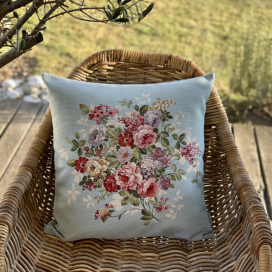 Gobelin-Kissenbezug BLUME BLAU