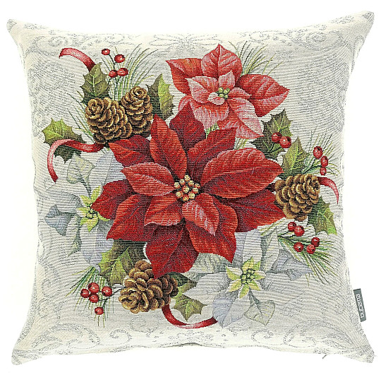 Weihnachtlicher Wandteppichbezug CHRISTMAS ROSE RED in der Mitte