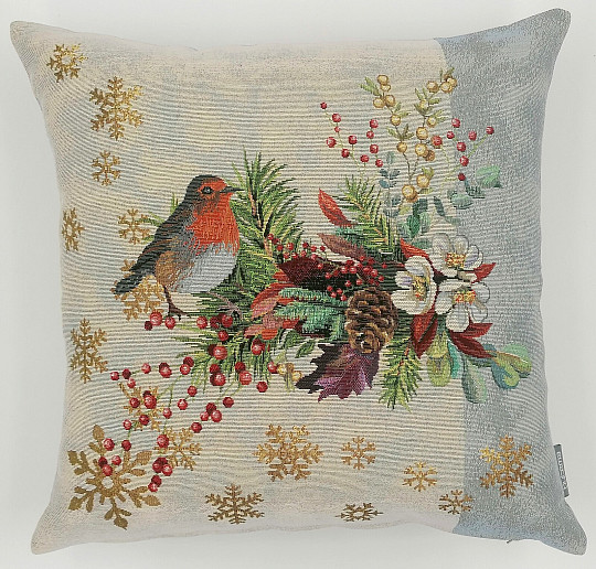 Weihnachtsteppichbezug WEIHNACHTSVOGEL MIT GRAUEN STREIFEN