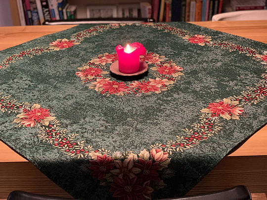 Weihnachtliche Gobelin-Tischdecken und Schals WEIHNACHTSROSENGRÜNER Stechpalmenkranz