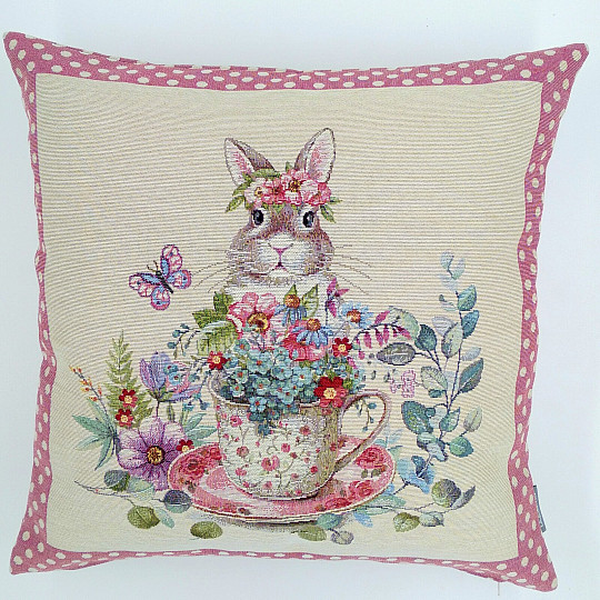 Gobelin-Kissenbezug BARE IN A MUG rosa