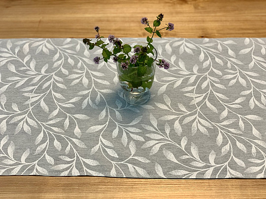 Tischdecke und Schal NIGHT LEAFS grau