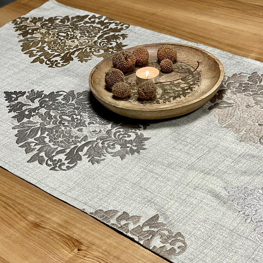 Bestickter Schal REVIVAL grau-silber