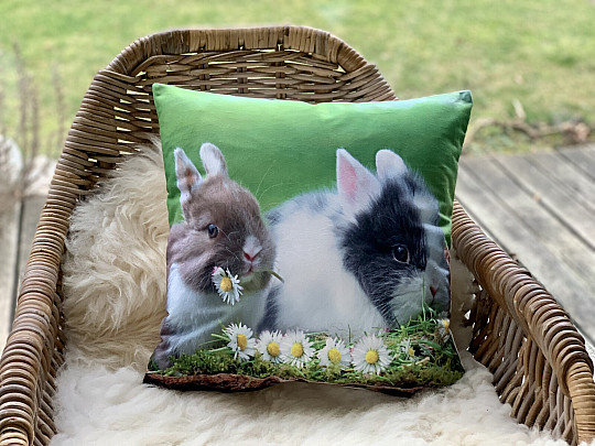 Osterdekorationshülle KANINCHEN UND GÄNSEBLÜMCHEN