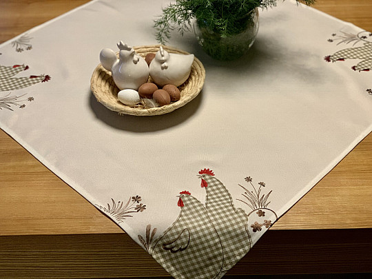 Bestickte Tischdecke und Schal SLEPIČKA kariert