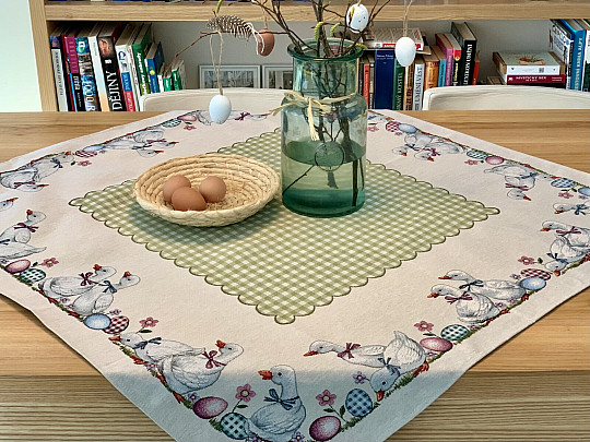 Gobelin-Tischdecke und Schal GRÜN KAROTE KÄFER