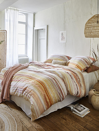 IRISETTE luxuriöser Baumwollsatin MAGIC 50 orange Streifen