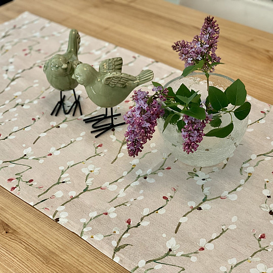 Tischdecke und Schal NOA Twigs klein rosa