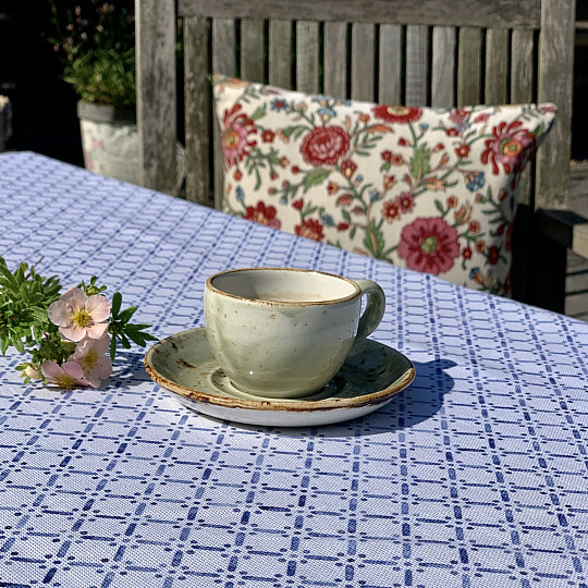 Tischdecke und Schal MONTANA GITTER BLAU