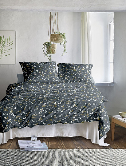 IRISETTE Luxus-Baumwollsatin WAVE 8565-20 BRANCHES grau