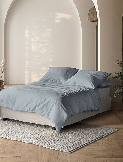 IRISETTE Luxus Baumwollsatin PARIS 8000-20 BLAU-GRAU