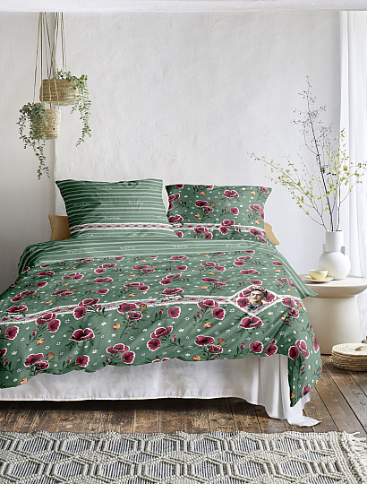 IRISETTE luxuriöser Baumwollsatin FRIDA KAHLO – POPPIES