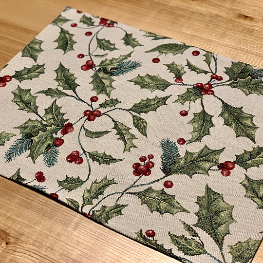 Gobelin-Tischdecke und Schal CHRISTMAS HOLLY
