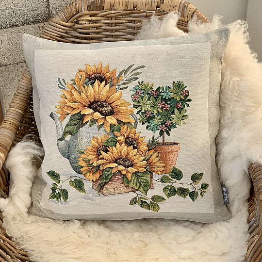 Gobelin-Kissenbezug SONNENBLUMEN IM RAHMEN