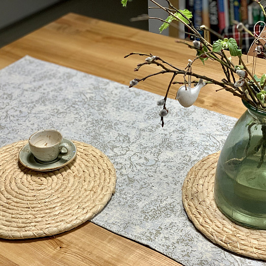 Gobelin-Tischdecke und Schal MARMOR BEIGE