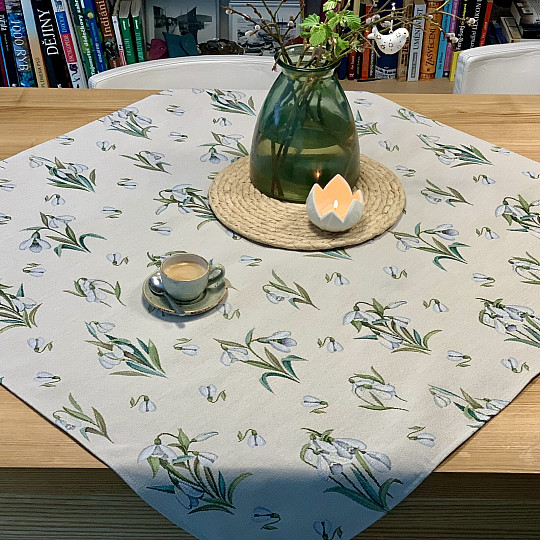 Gobelin-Tischdecke und Schal SCHNEEGLÖCKCHEN