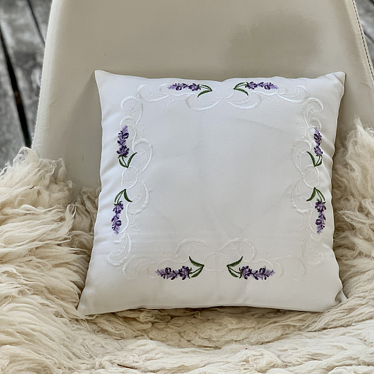 Bestickter Dekobezug LAVENDEL