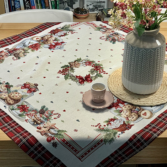 Gobelin-Tischdecke und Schal Weihnachtsplätzchen