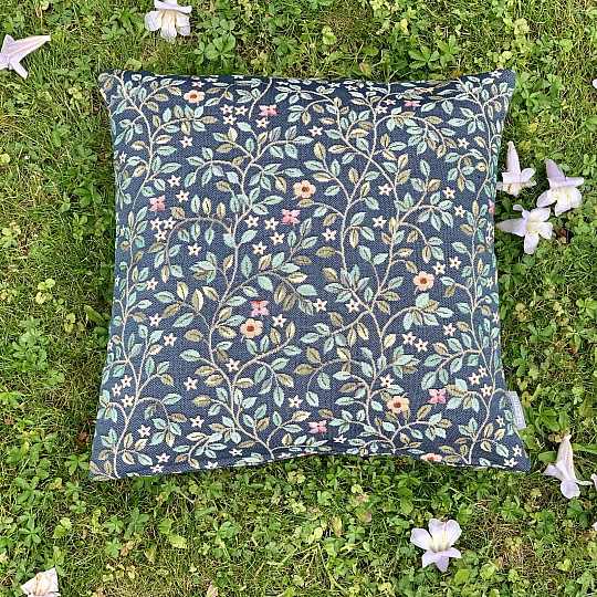 Gobelin-Kissenbezug TREE OF HAPPINESS allover BLAU