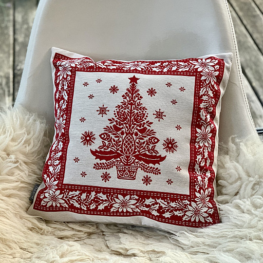 Weihnachts-Gobelinbezug FOLK CHRISTMAS 3 rot