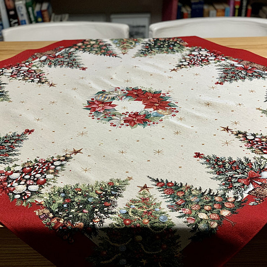 Gobelin-Tischdecke und Schal WEIHNACHTSBÄUME