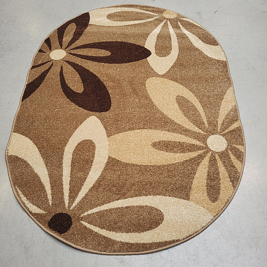 Ovaler Teppich Kakaobeige FLOWER