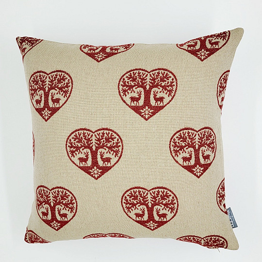 Luxuriöser dekorativer Bezug HERZ MIT HIRSCH rot B