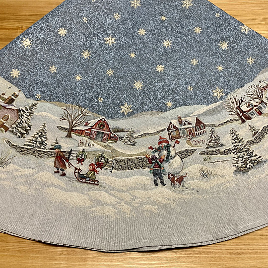 Weihnachtlicher Wandteppich-Tischdecke rund FROHE WEIHNACHTEN