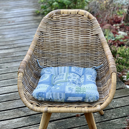 TOSCANA VALERY PATCHWORK-KISSEN blau