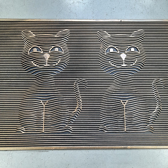 Fußmatte aus Gummi, Motiv: Zwei Katzen, 3D