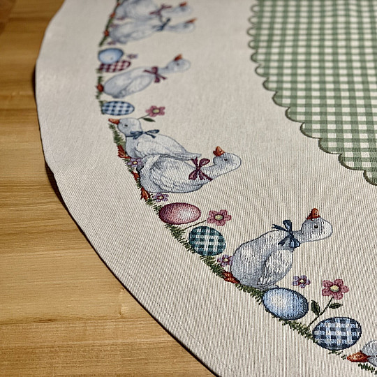 Runde Gobelin-Tischdecke HUSSIČKY GRÜN KAROTISCH