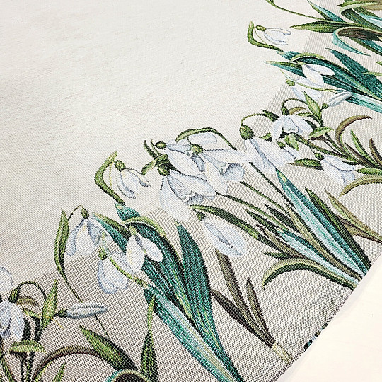 Runde Tischdecke aus Wandteppich mit Schneeflockenmotiv