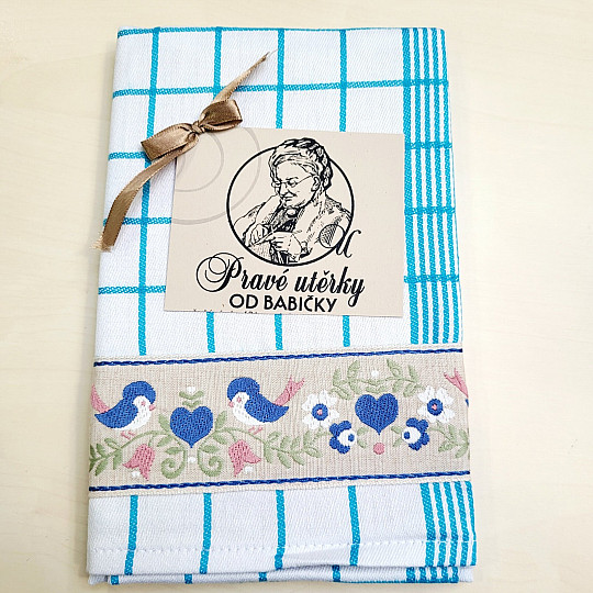 Handtücher von OMA TÜRKIS MIT VÖGELN