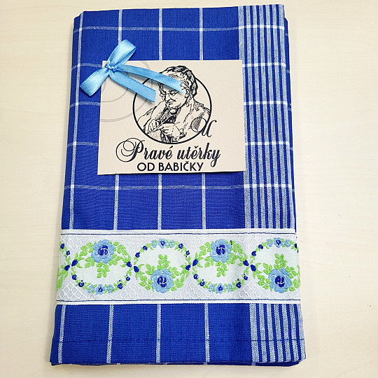 OMAS BLAUES HANDTUCH MIT BLUMEN