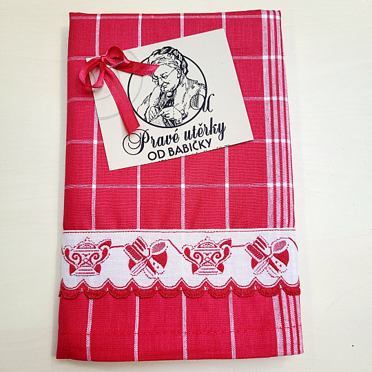 Omas rote Handtücher mit einem Keet