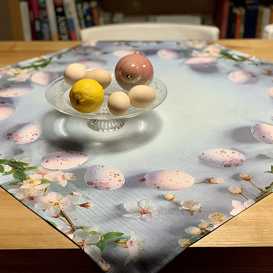 Tischdecke und Schal OSTERN mit Blumen
