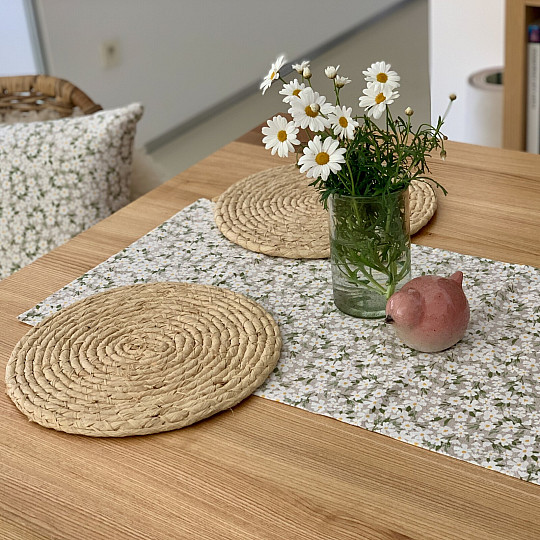 Tischdecke und Schal WEISSE BLUMEN