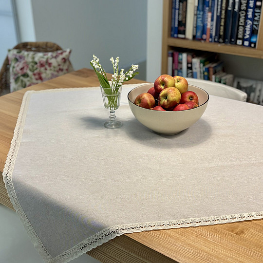 Wandteppich-Tischdecke und Schal NATUR MIT SPITZE