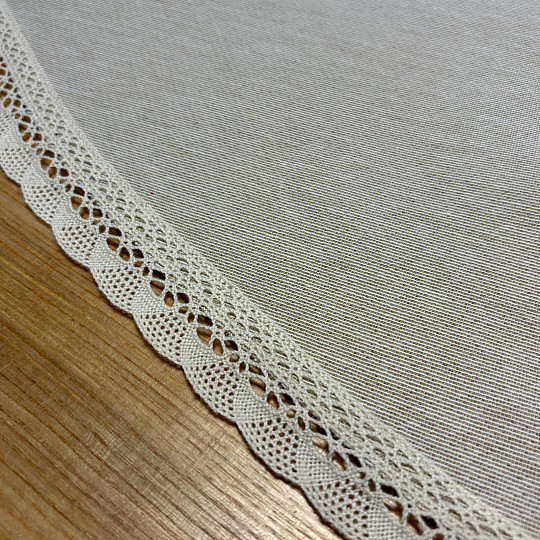 Runde Gobelin-Tischdecke NATUR MIT SPITZE