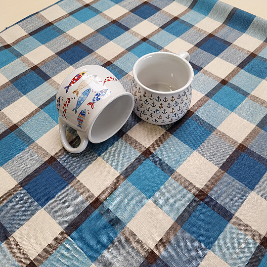 Tischdecke und Schal ATILA BLAU