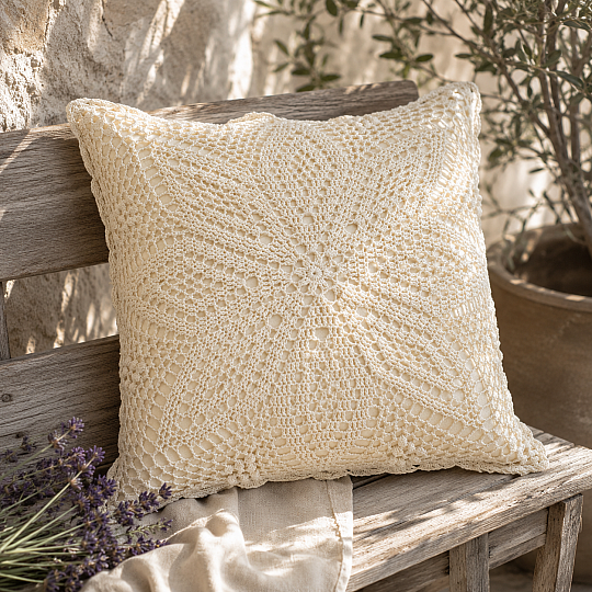Dekorative Spitzenabdeckung BLUME beige