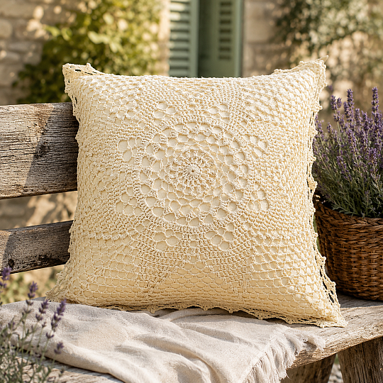 Dekorative Spitzenabdeckung BLUME beige