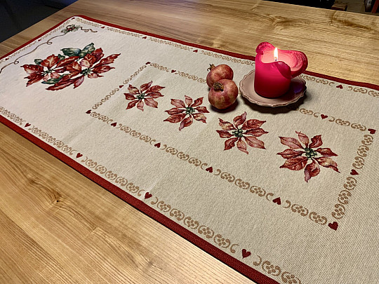 Gobelin Weihnachts-Tischdecke Poinsettias