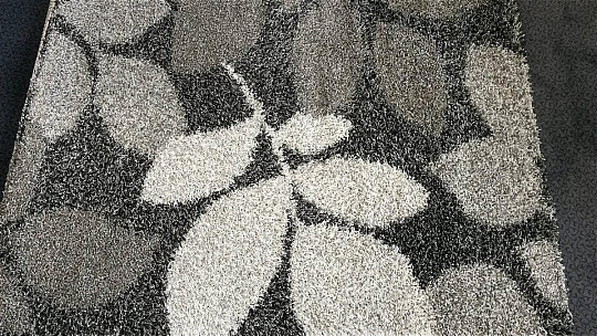 Stückteppich SHAGGY EXTRA graue Blätter