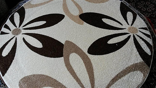 Rundteppich KARMEL Blumen cremig